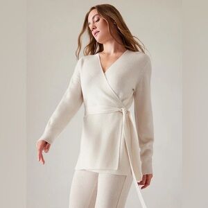 Athleta Cream Long Sleeve Wrap Top